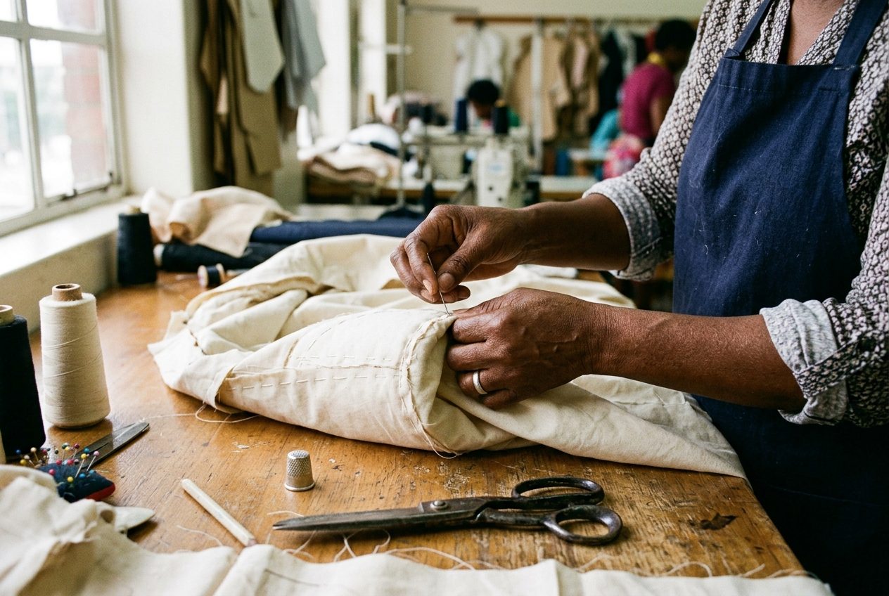 Work in progress at Ndlovu Tailors, Durban