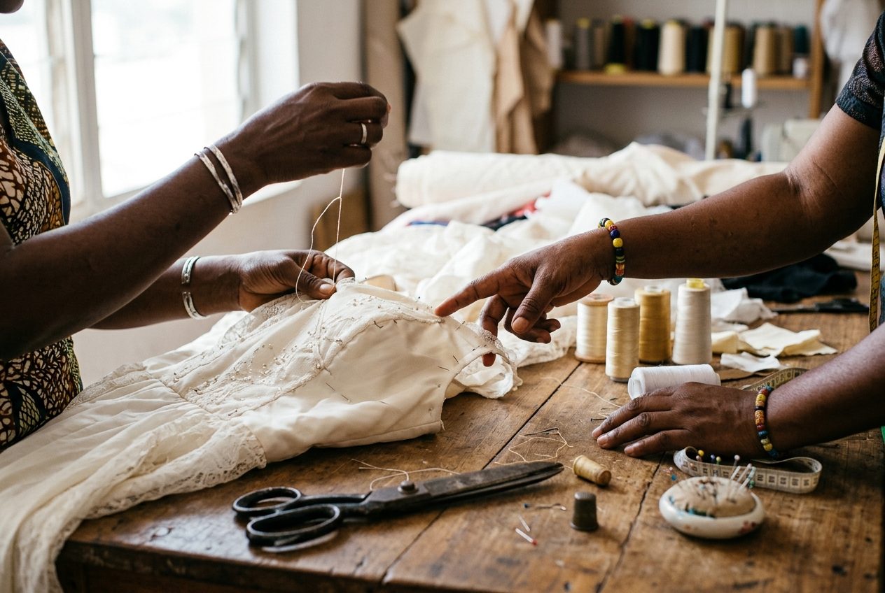 Work in progress at Darko Bridal, Accra