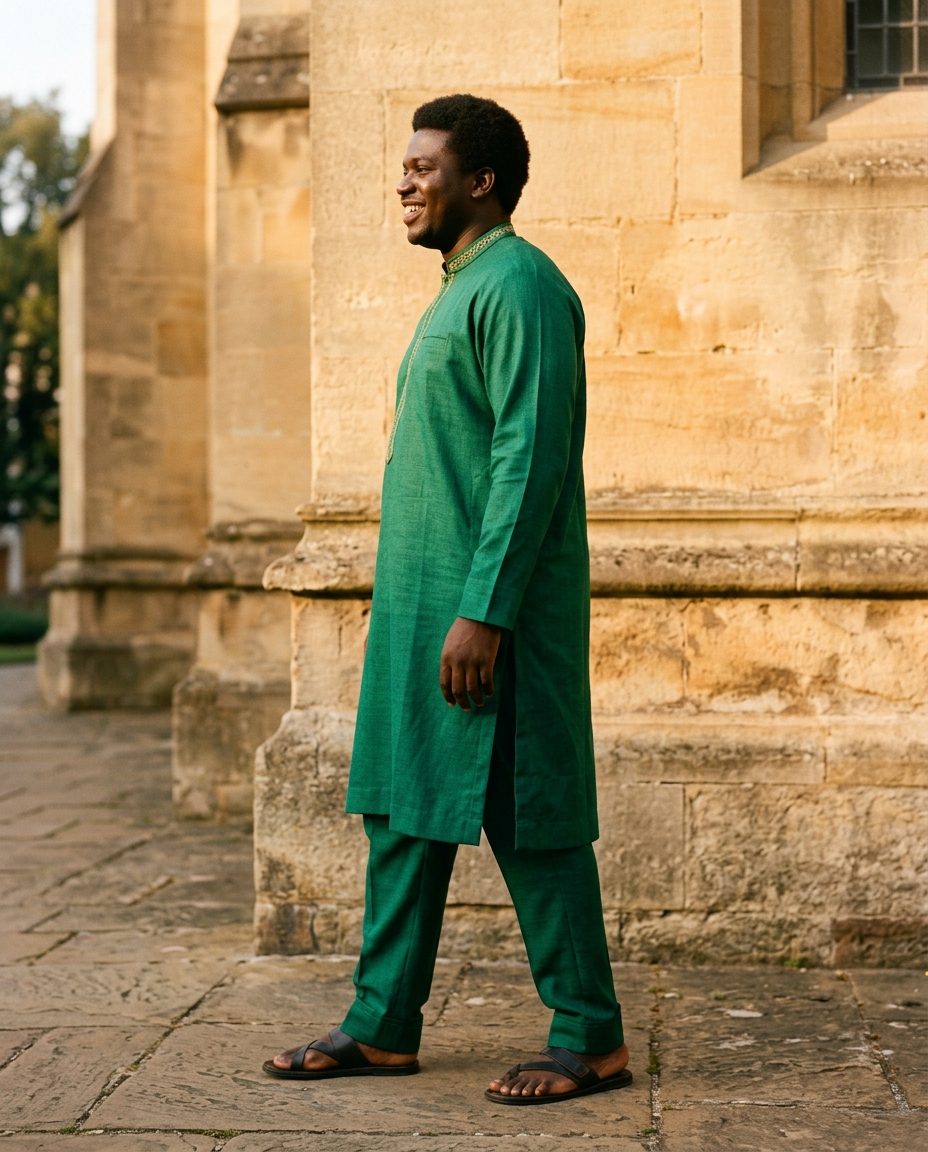 Green Senator Set — Emerald cotton senator with hand-stitched collar