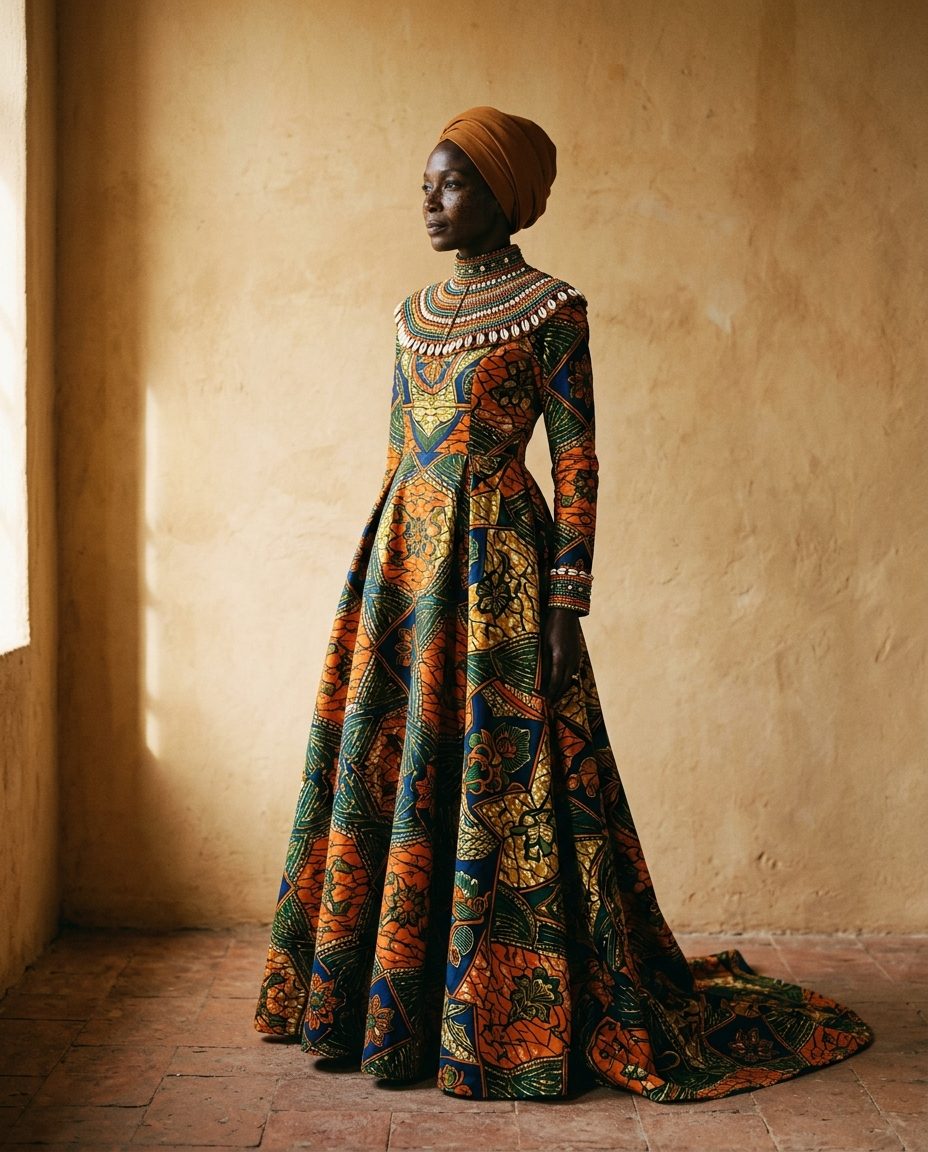 Ruracio Dress — Kitenge dress with beaded collar for the dowry ceremony