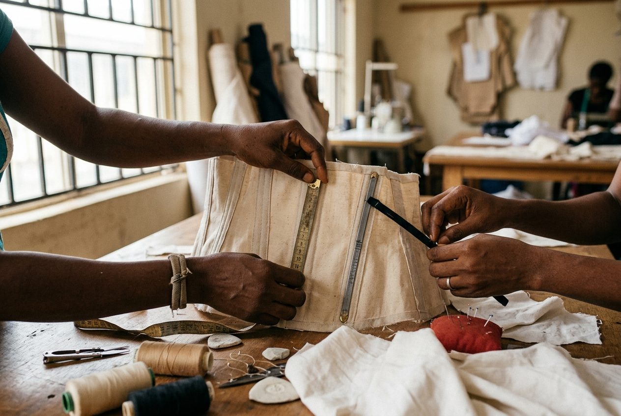 Work in progress at Ojo Corsetry, Lagos