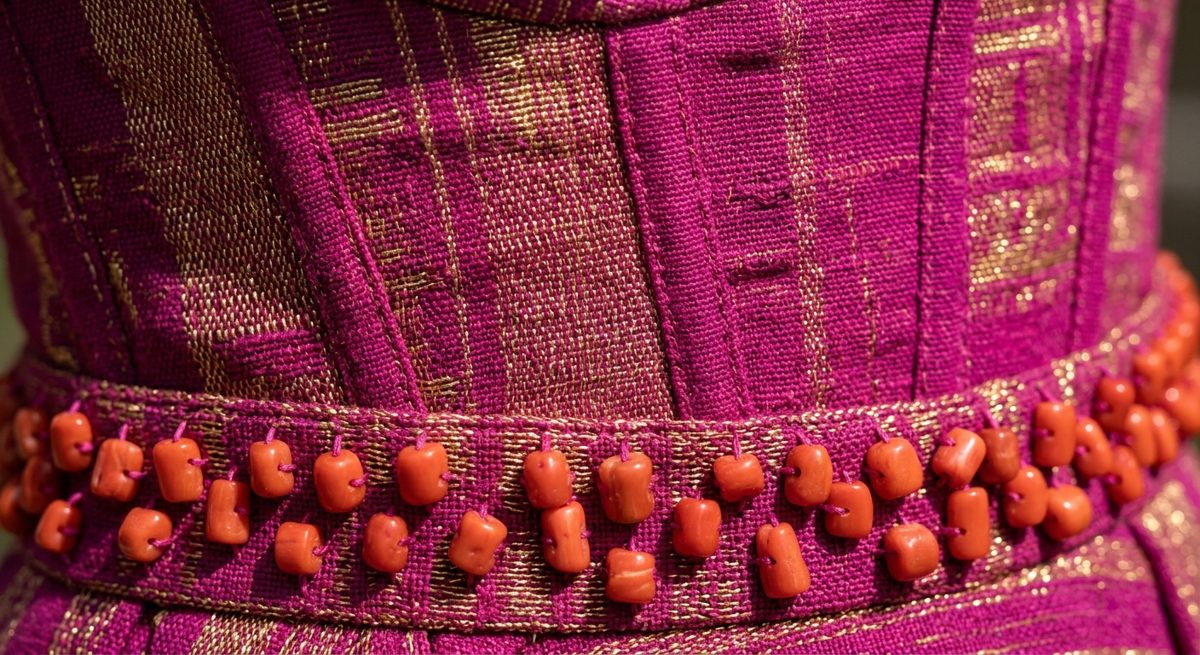 Construction detail — Magenta Loom Gown