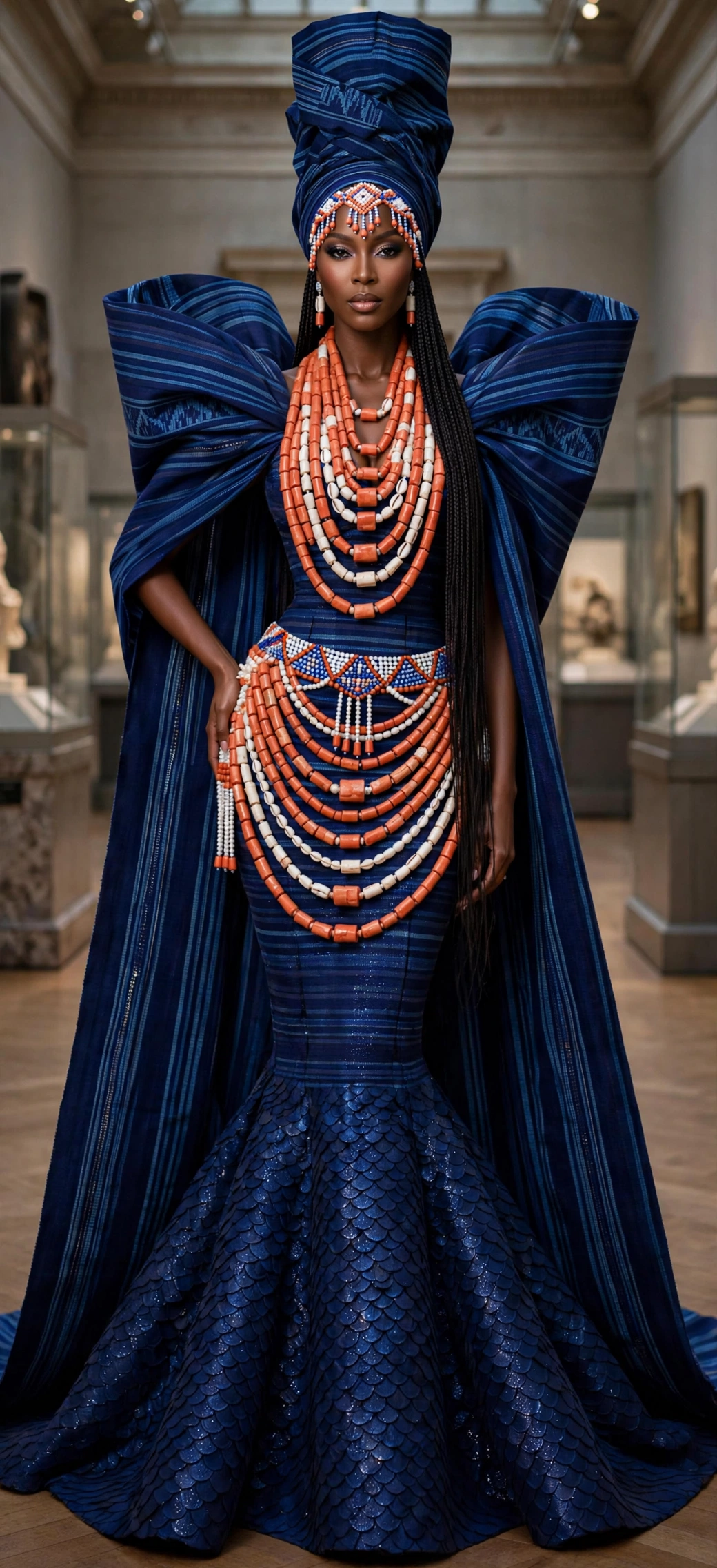 The Indigo Aso Oke Gown