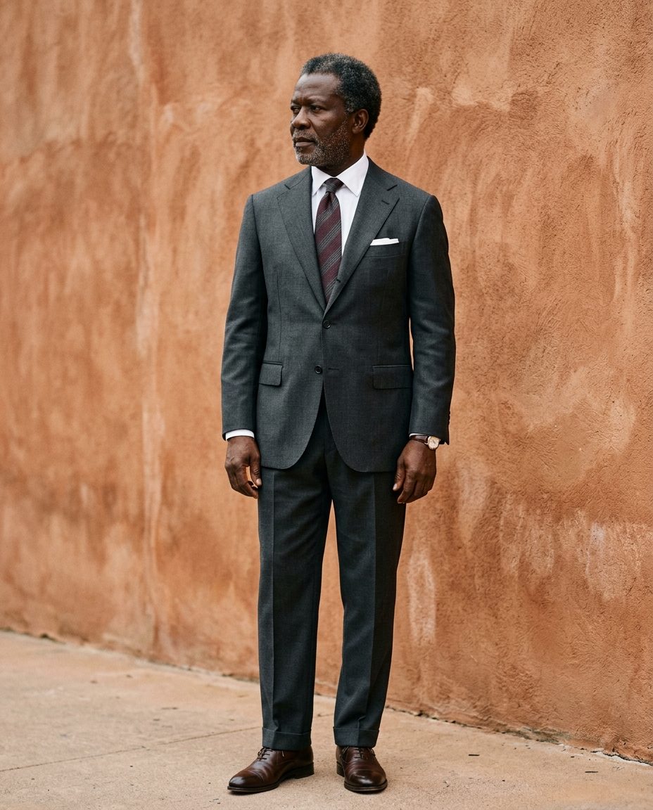 Charcoal Fresco Suit — Full-canvas single-breasted in charcoal fresco, hand-sewn buttonholes